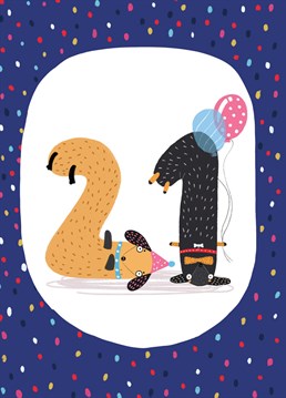 Calling all dachshund lovers! This is probably what you'll look like by the end of the night: ruff! 21st birthday design by Forever Funny.