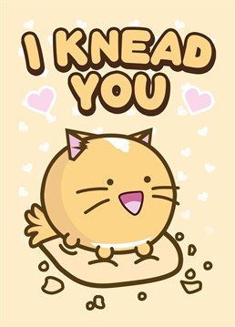 A very punny card featuring an adorable cat perfect for valentine's day or anniversaries designed by Fuzzballs.