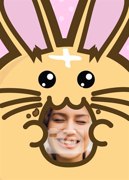 Send a loved one your face on this cute photo-upload card to make sure they don't forget what you look like. Easter design by Fuzzballs.