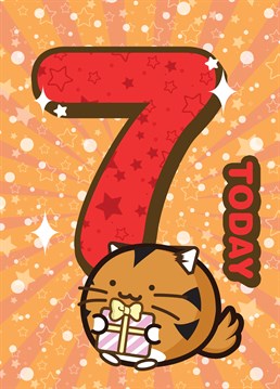 Fuzzballs official birthday card. Celebrate your 7th birthday with Timmy, the cute tiger in this cute kawaii card.