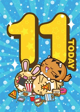 Fuzzballs official birthday card. Celebrate your 11th birthday with this cute kawaii birthday card from the Fuzzballs.