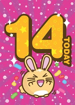 Fuzzballs official birthday card. Celebrate your 14th birthday with this cute kawaii birthday card from the Fuzzballs.