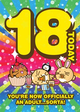 Fuzzballs official birthday card. Celebrate your 18th birthday with this cute kawaii birthday card from the Fuzzballs.