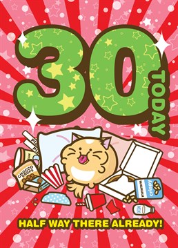 Fuzzballs official birthday card. Celebrate your 30th birthday with this cute kawaii birthday card from the Fuzzballs.