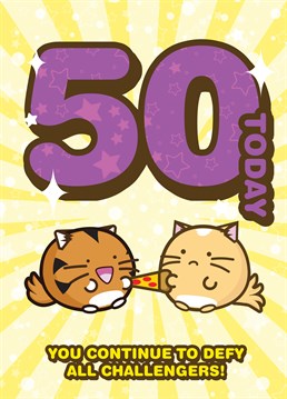 Fuzzballs official birthday card. Celebrate your 50th birthday with this cute kawaii birthday card from the Fuzzballs.