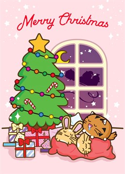 The Fuzzballs are waiting for santa this xmas eve, they can't wait to see what presents they'll get in this cute christmas card.