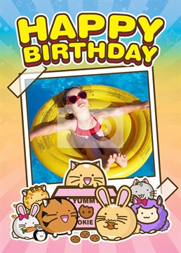 Upload a photo to this Fuzzballs birthday card and make their day with the adorable animals that frame it!
