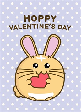 A valentine's day card from Fuzzballs featuring a very fuzzy bunny.