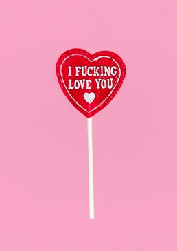 Why not get your partner something sweet, sticky and sexy they can lick? No, not that - something else! Say how you really feel with the ""I Fucking Love You"" strawberry flavour, heart-shaped lolly. These lollies are made with the finest ingredients, natural colours, natural flavours and produced here in the UK. They are suitable for vegans and the wrappers are even biodegradable!