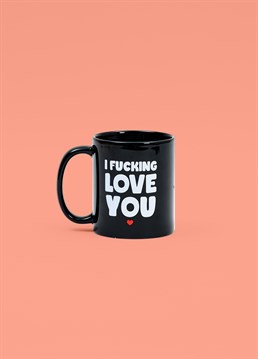 Tell your partner how you really feel, with this Scribbler exclusive ceramic mug. Enjoy a hot steaming mug of your favourite beverage in the smug knowledge that you are loved. 11oz ceramic mug is 9cm tall, 11cm wide (including handle) and 8cm diameter. We recommend hand wash only.