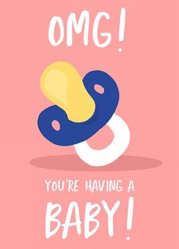 OMG! Your friends are having a baby - that's exciting news! Send them this cute illustrated card to congratulate them and send them your best wishes.