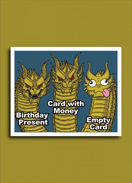 The mythical 3-headed dragon represents the 3 different available options for those who choose to send an acknowledgement to a birthday celebrator.