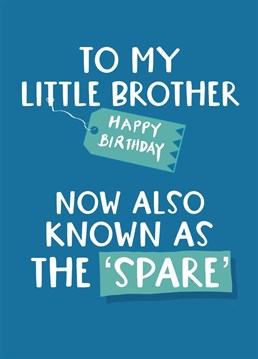 Obviously the older sibling is far superior and important so send this funny 'spare' card to a younger brother
