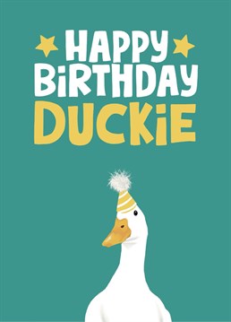Wish them a quacking birthday with this cute duck in a party hat card