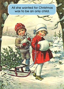 She's about to bury her sibling in the snow and hope she's never found. A Christmas card designed by Go Lala.