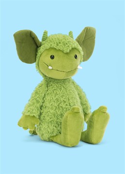 <ul>    <li>What a snuggly little scamp!</li>    <li>Grizzo Gremlin by Jellycat is a mischievous mate to have, always up for fun, games and playing pranks!</li>    <li>With seriously soft green fur, big suedey ears, shiny black eyes, twisted horns, knobbly toes, and a curly tail to boot, this cheeky chappy is a great gift for a little one and don't be fooled by his fangs - he's a softy really!</li>    <li>Dimensions: 27cm high, 9cm wide</li></ul>