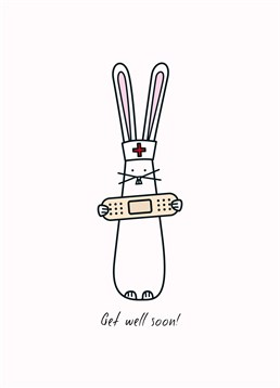Bunny Get Well Soon, by Hoppy Bunnies. They're not feeling well but I'm sure this bunny nurse will help them cheer up! This cute card is full of happy vibes to make them fell a bit brighter.