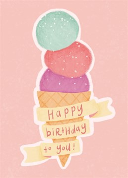 Send sweet birthday well wishes with this colourful birthday ice cream! A design by Hannah Boulter