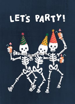 Skeleton birthday card. A design by Hannah Boulter