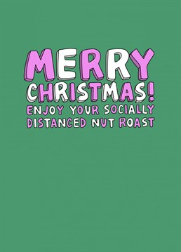 A topical Christmas card for the vegetarian in your life. A design by Hannah Boulter