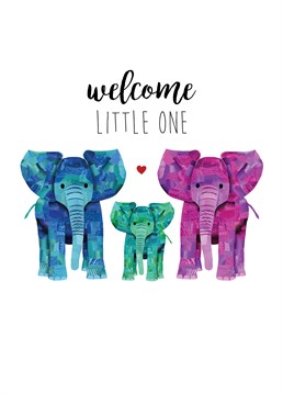 Send congratulations on the birth of their beautiful new baby with this sweet elephant family card by Holly Collective.