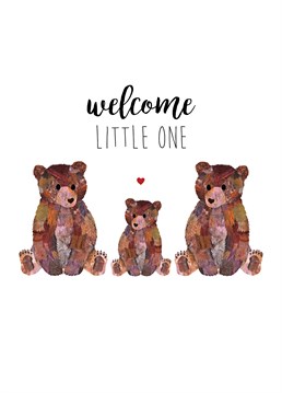 Send congratulations on the birth of their beautiful new baby with this sweet bear family card by Holly Collective.
