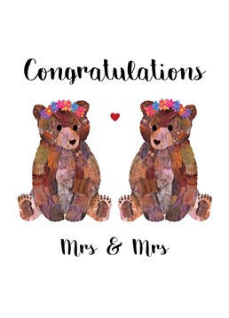 Say congratulations on their wedding with this sweet bear couple card by Holly Collective.