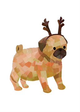 Wish them a puggin' good Christmas with this adorable pug in antlers Christmas card! Designed by Holly Collective.