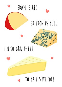 Let that special person know just how loved they are with this funny poem card, perfect for a foodie / cheese-lover on Valentines Day! Design by Holly Collective.