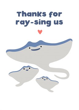 Send thanks on Mother's Day with this adorable Mother and 2 babies stingray card.
