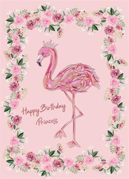Wish a Happy Birthday with this pretty Flamingo pink floral card!