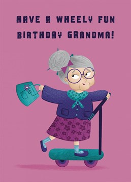 Wish your Grandma a wheely fun birthday with this cute illustrated card.
