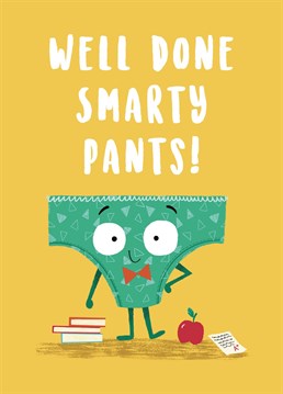 Congratulate a special someone with this fun smarty pants card. This fun design features a pair of pants character and will be sure to brighten the recipients day.