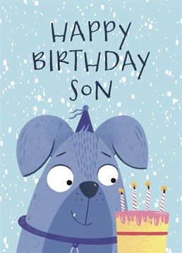 Wish your Son a very Happy Birthday with this cute dog character birthday card.