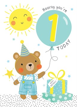 Send this cute baby bear birthday card to wish a little one a very happy 1st birthday.