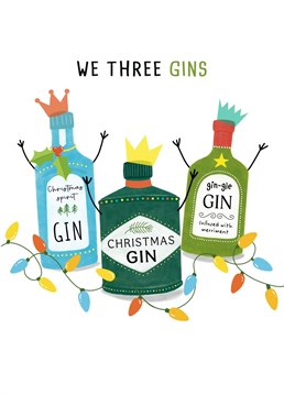 Get into the festive spirit with this We three 'Gins' Christmas card!