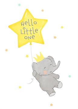 Say hello to a brand new little one with this cute baby elephant card.
