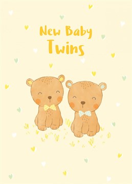 As if one wasn't bad enough! Celebrate twins with this cute twin baby bear card.