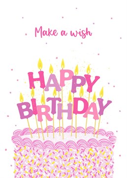 Send Happy Birthday wishes with this delicious pink sprinkles cake with candles to someone you love as much as cake.
