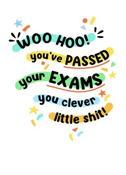 Send this card to congratulate a student who is a clever little shit and passed their exams!