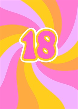 Send Happy 18th Birthday wishes with this fun, colourful retro swirl age 18 card to celebrate a special birthday in style.