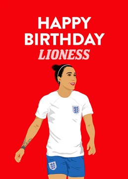 Wish an England Lioness football fan a happy birthday with this fun Lucy Bronze birthday card.