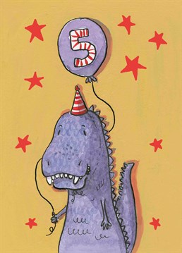 This adorable little dinosaur by Helen Wiseman can't wait to wish them a happy 5th birthday.