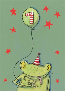 Wish them a ribbeting 7th birthday with this cute card by Helen Wiseman.