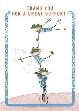 Let the frogs say "Thank you for support" instead of you.  Designed by Dina Usmandi in collaboration with the Illo Agency