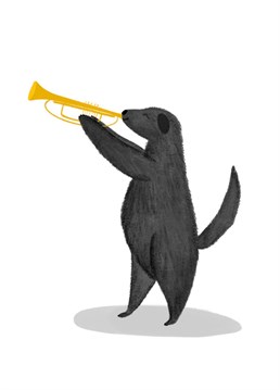 Cute dog playing him trumpet!
