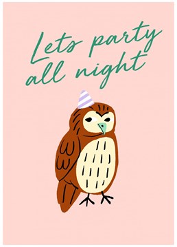Pull an all nighter to celebrate with this party owl design from Jolly Awesome.