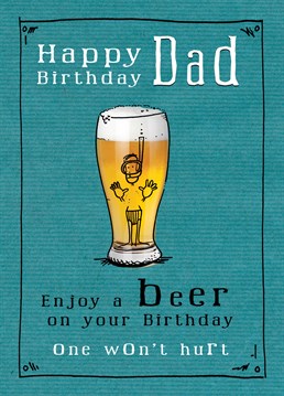 A birthday card for dad featuring his favourite beverage, a beer bigger than the man himself! A card designed by JellynBean.