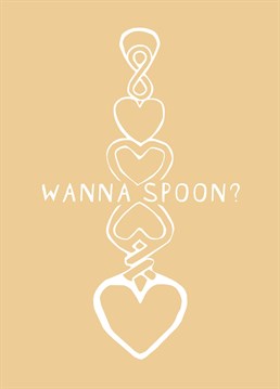 Cute and funny card featuring an iconic Welsh lovespoon. Perfect for a partner on any romantic occassion. Mid Mod Cards by Jennifer Finnigan Design.
