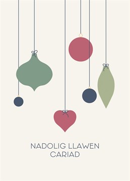Bauble design card for a Welsh loved one this Christmas. Mid Mod Cards by Jennifer Finnigan Design.